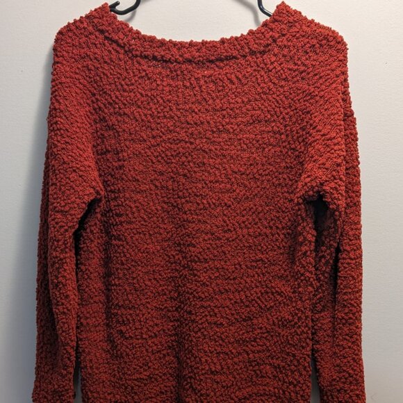 Cupio V Neck Orange Rust color Popcorn Sweater- Size Medium - Picture 6 of 8